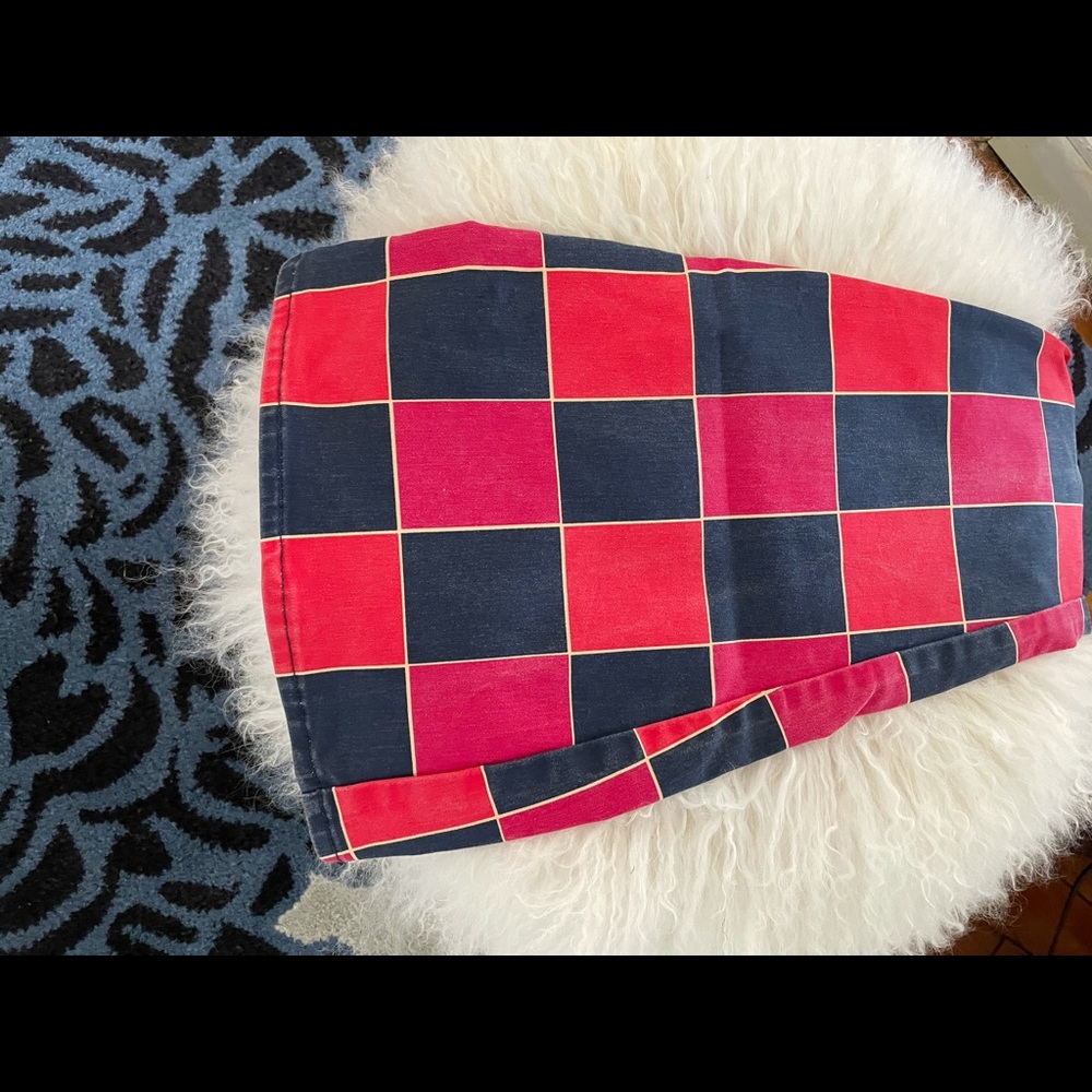 Checkered stretchy color block pants